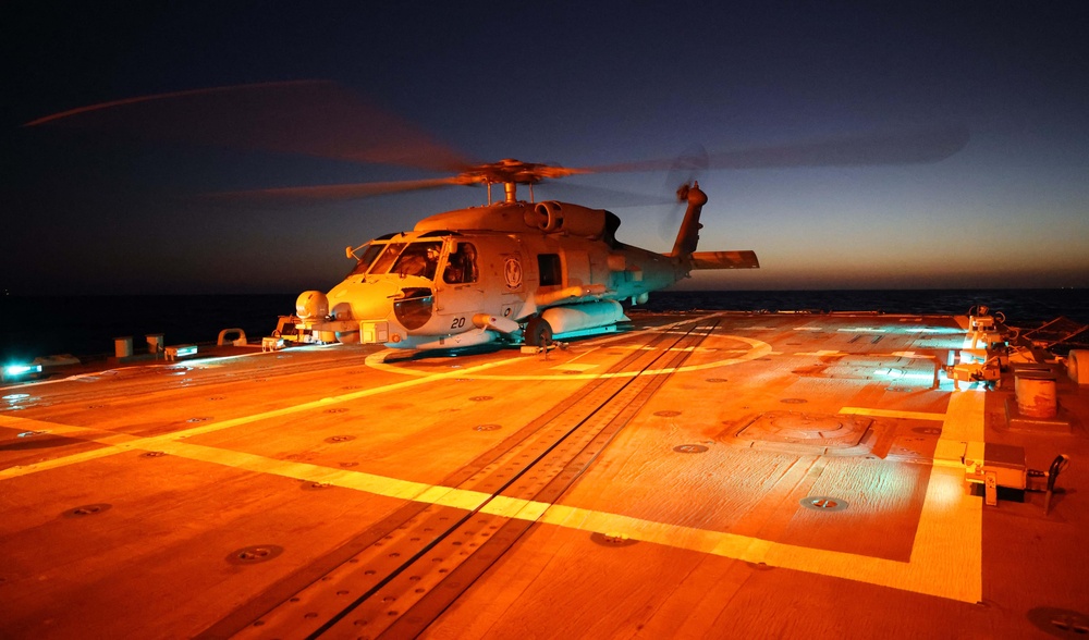 USS Roosevelt (DDG 80) and Helicopter Maritime Strike Squadron (HSM) 79 Conduct Flight Operations in the East Mediterranean Sea