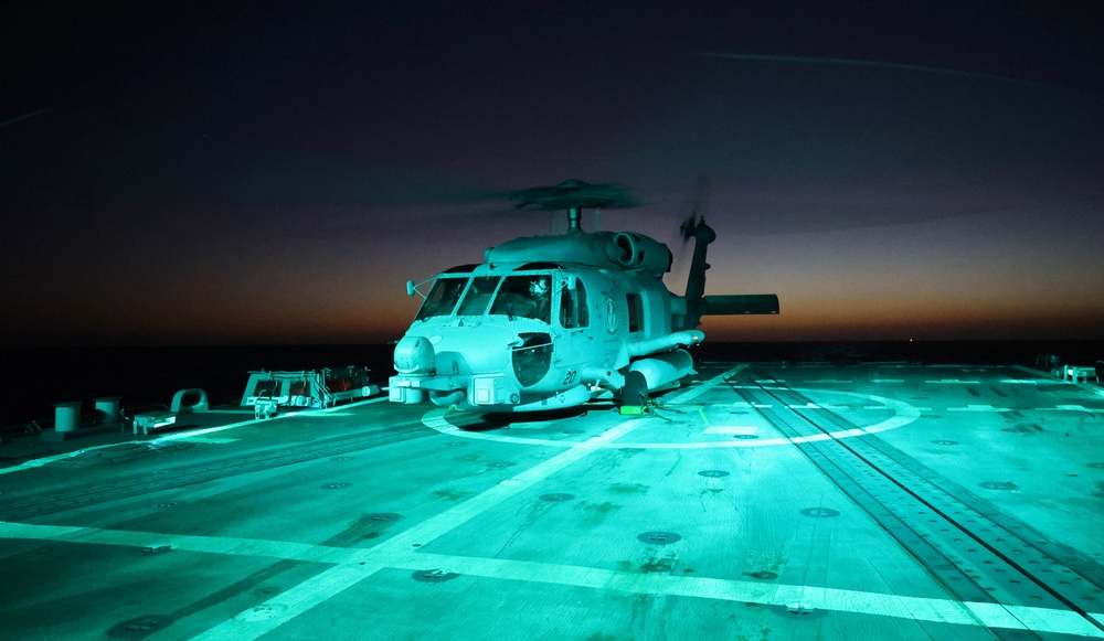 USS Roosevelt (DDG 80) and Helicopter Maritime Strike Squadron (HSM) 79 Conduct Flight Operations in the East Mediterranean Sea