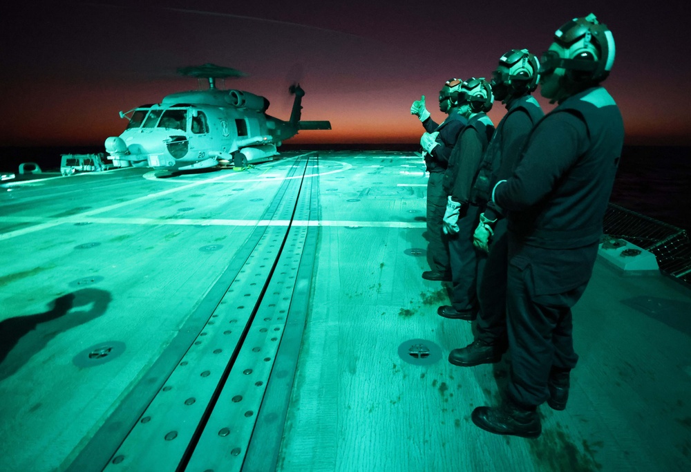 USS Roosevelt (DDG 80) and Helicopter Maritime Strike Squadron (HSM) 79 Conduct Flight Operations in the East Mediterranean Sea