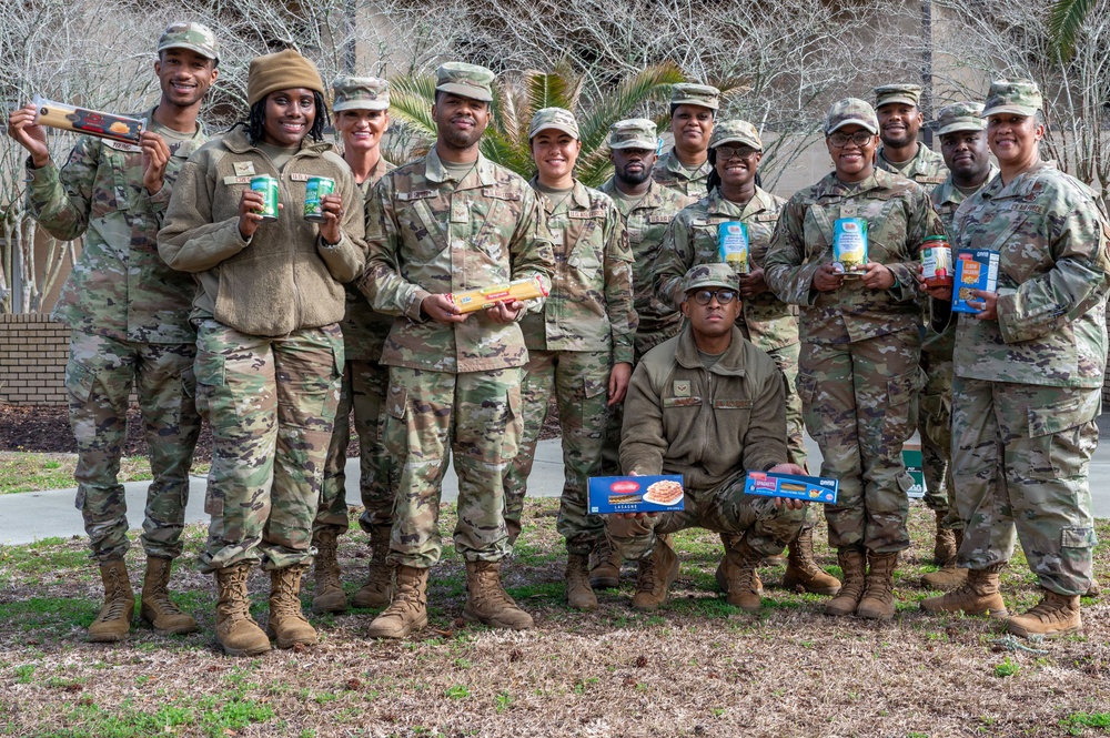 Admin Airmen collecting food for local food bank