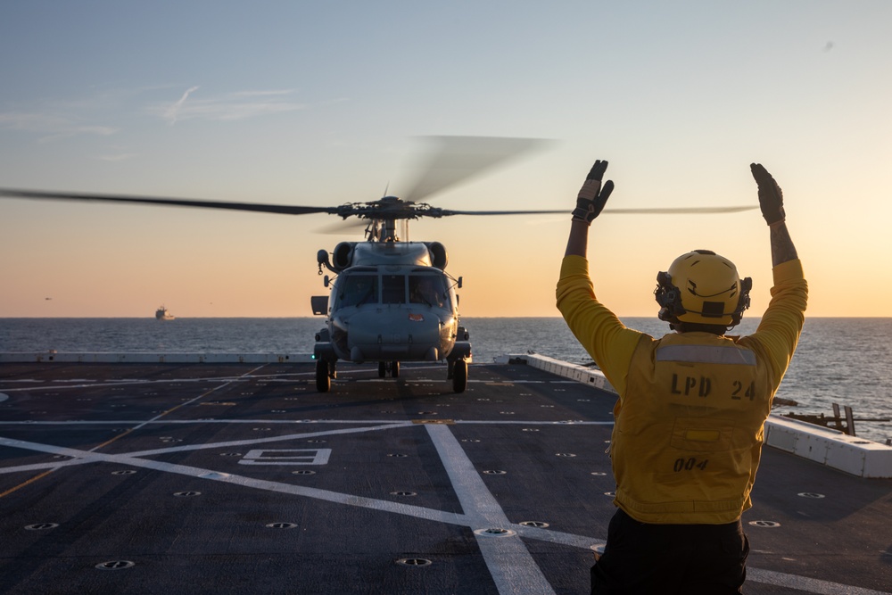 USS Arlington (LPD 24) Flight Operations with Spanish SH-60 Sea Hawks During UNITAS 2025