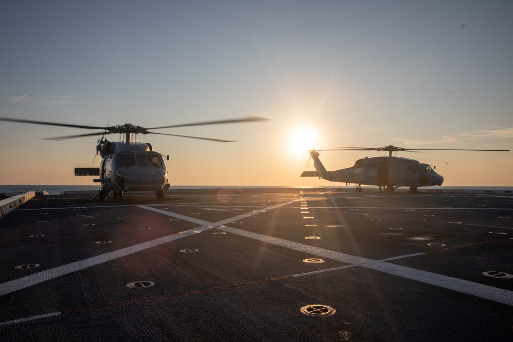 USS Arlington (LPD 24) Flight Operations with Spanish SH-60 Sea Hawks During UNITAS 2025