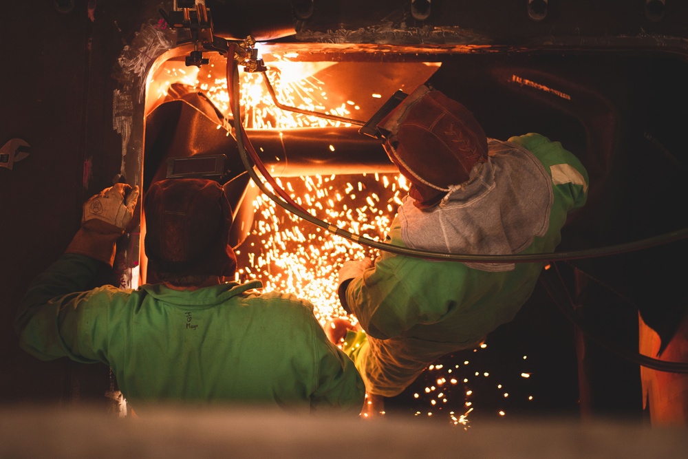 Ronald Reagan Sailors Stand Fire Watch as the Shipyard Works