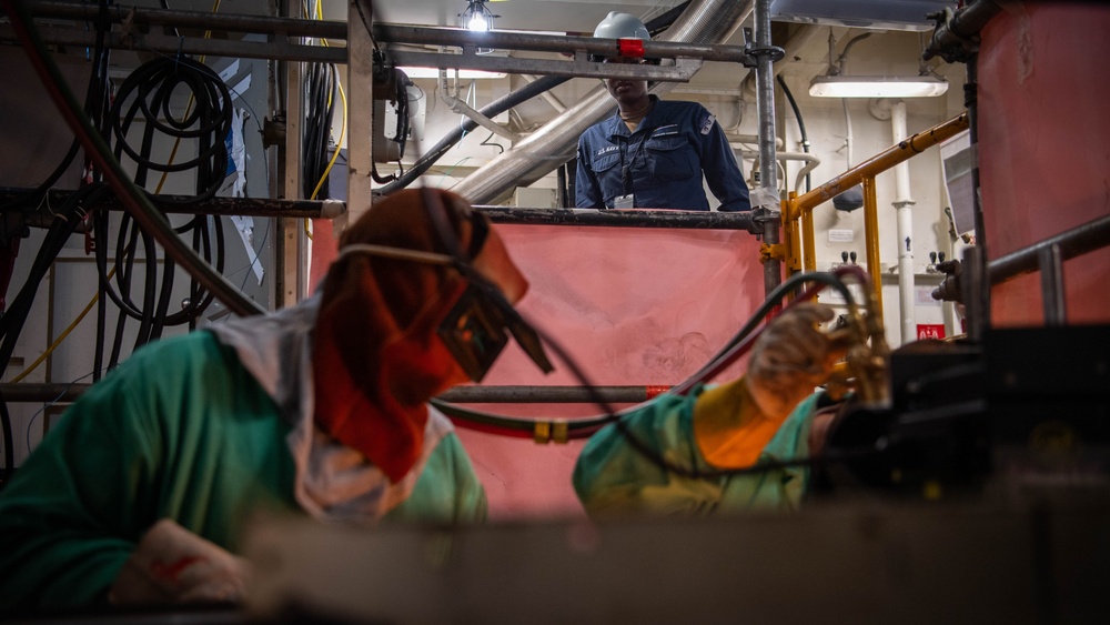 Ronald Reagan Sailors Stand Fire Watch as the Shipyard Works