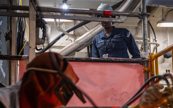 Ronald Reagan Sailors Stand Fire Watch as the Shipyard Works