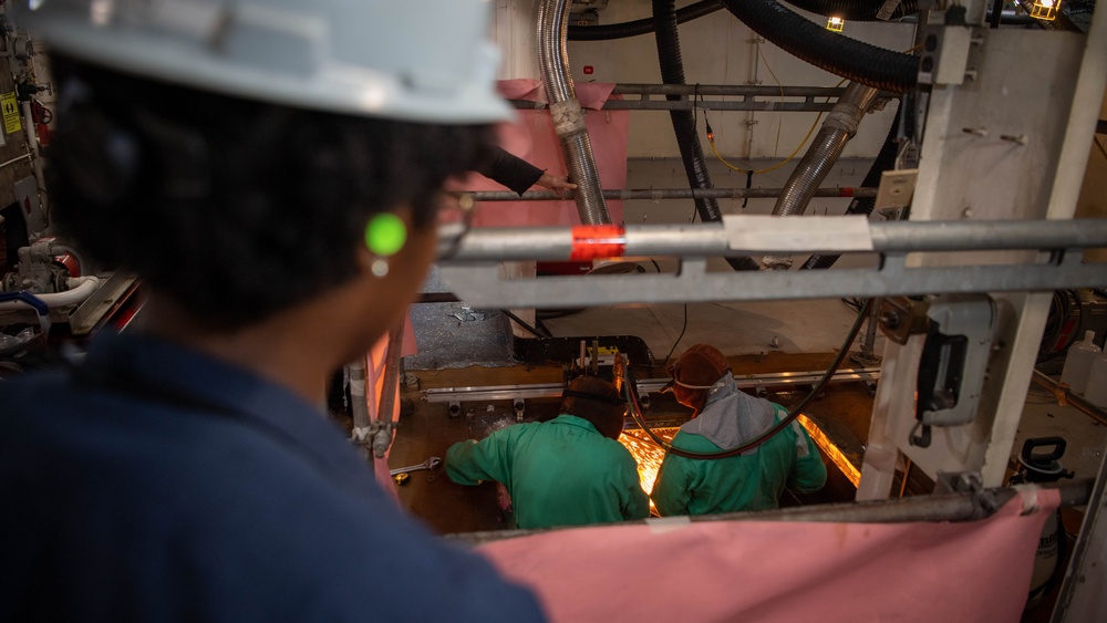 Ronald Reagan Sailors Stand Fire Watch as the Shipyard Works