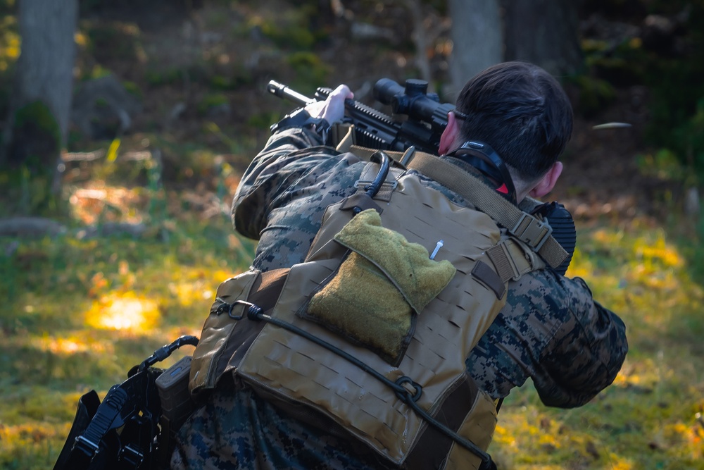 U.S. Marines conduct live fire combatant dive range with Swedish Partners