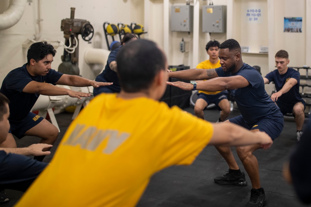 USS Tripoli Conducts the Physical Readiness Test