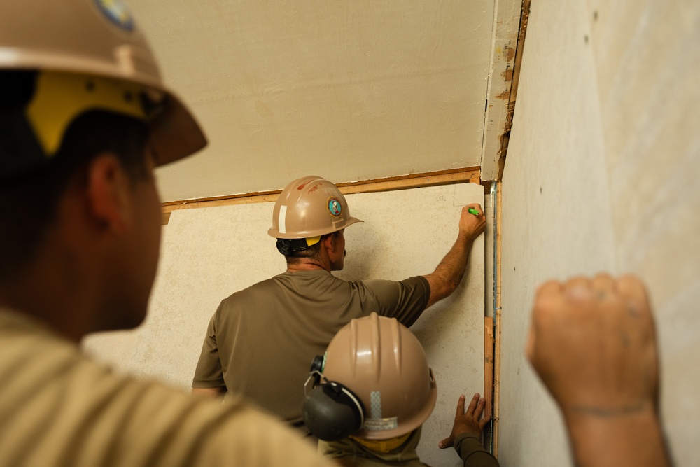 Sailors Attached to Navy Mobile Construction Battalion 4 Renovate a Home During Pacific Partnership 2025 in Peleliu, Palau, Sept. 20, 2025