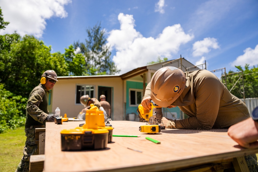 Sailors Attached to Navy Mobile Construction Battalion 4 Renovate a Home During Pacific Partnership 2025 in Peleliu, Palau, September 20, 2025