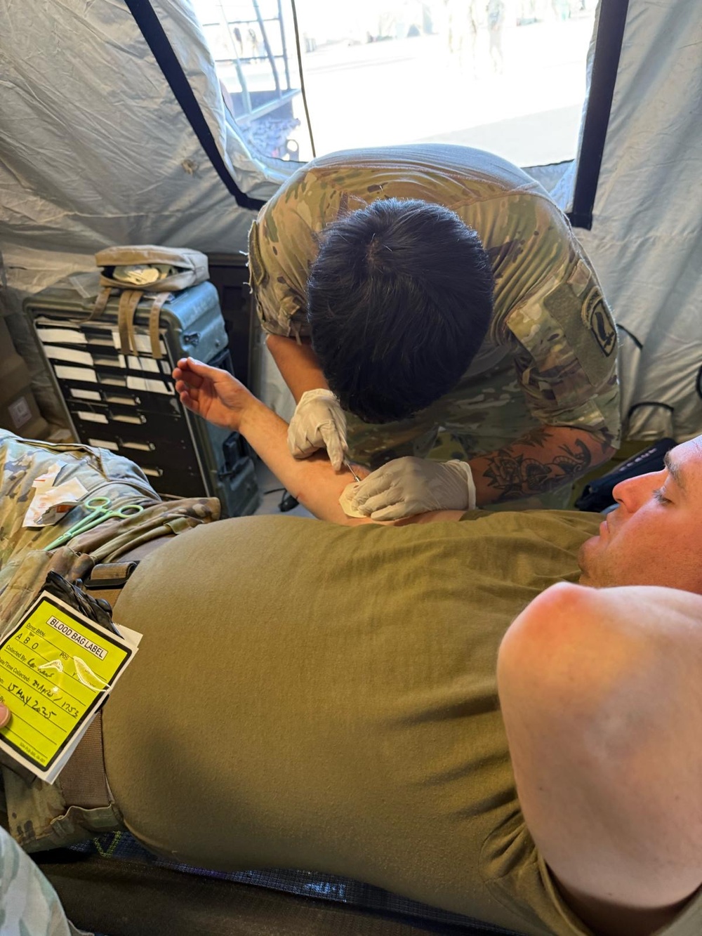 Paratroopers conduct walking blood bank during Exercise African Lion in Tunisia