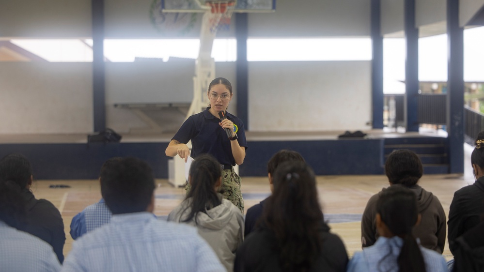 U.S. Navy, Republic of Singapore Navy, Royal Canadian Airforce and Japanese Maritime Self Defense Force Sailors and Airmen conduct presentations on Addiction, Social Media and Bullying, in support of Pacific Partnership 2025