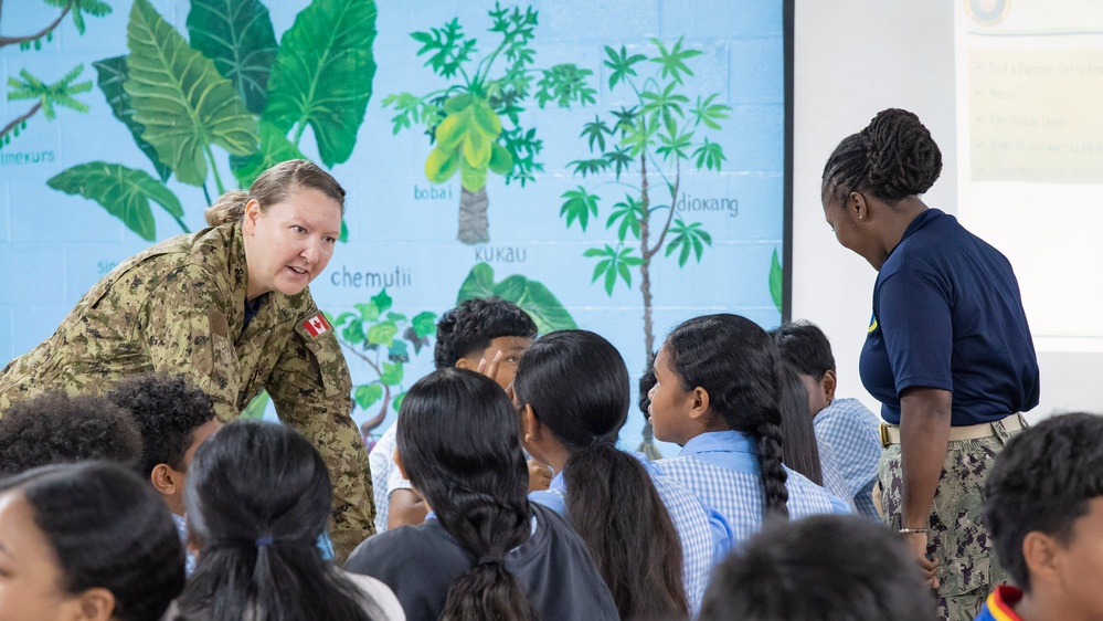 U.S. Navy, Republic of Singapore Navy, Royal Canadian Airforce and Japanese Maritime Self Defense Force Sailors and Airmen conduct presentations on Addiction, Social Media and Bullying, in support of Pacific Partnership 2025