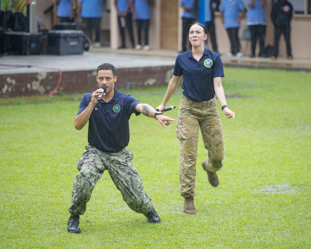 Pacific Partnership Band performs for high school students