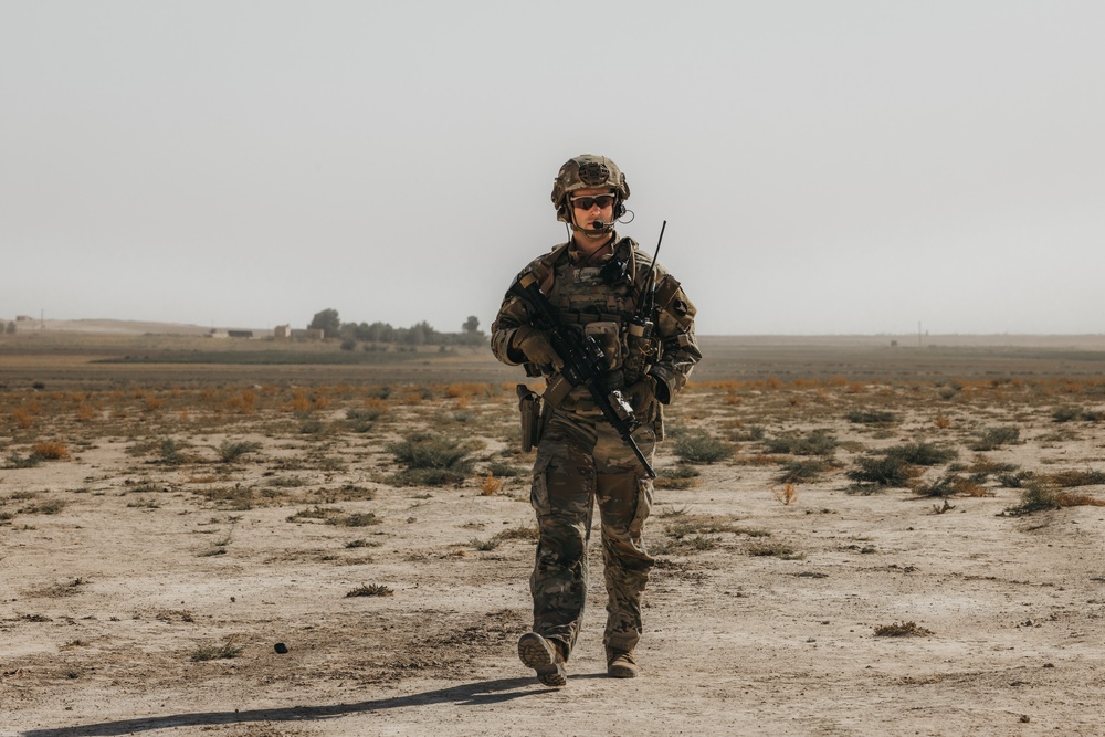 Iowa National Guard Soldier secures a landing zone
