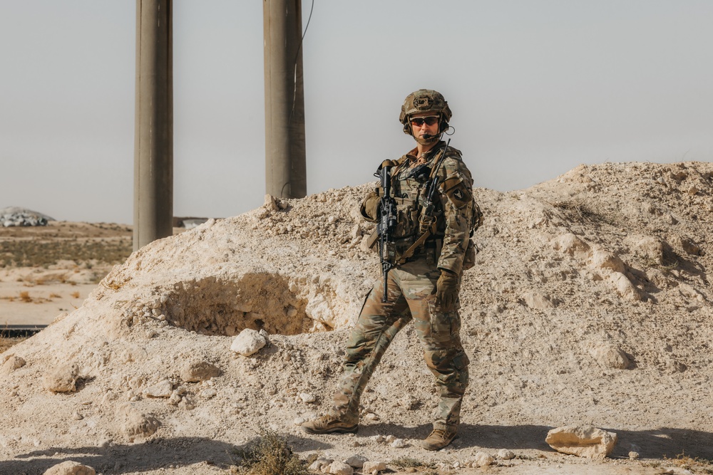 Iowa National Guard Soldier secures a landing zone