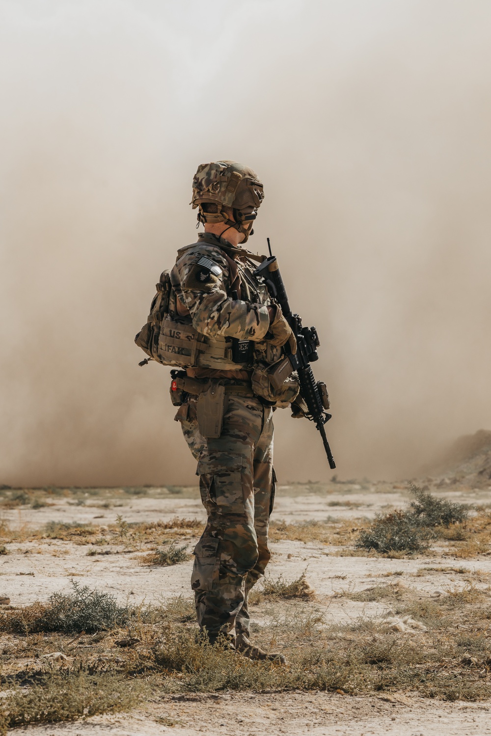 Iowa National Guard Soldier secures a landing zone