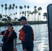 Rear Adm. Jeffrey Novak visits Coast Guard Station Los Angeles-Long Beach and the Incident Command Post for the Pier G container incident at the Port of Long Beach