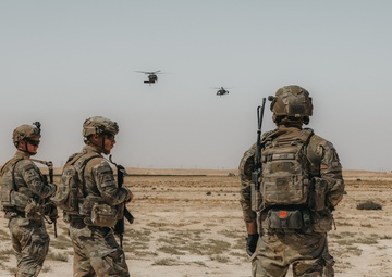 Iowa National Guard Soldiers secure a landing zone