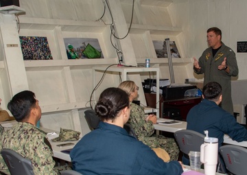 Commanding Officer and Executive Officer Speak During Command Indoctrination onboard USS Essex.