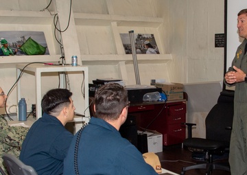 Commanding Officer and Executive Officer Speak During Command Indoctrination onboard USS Essex.