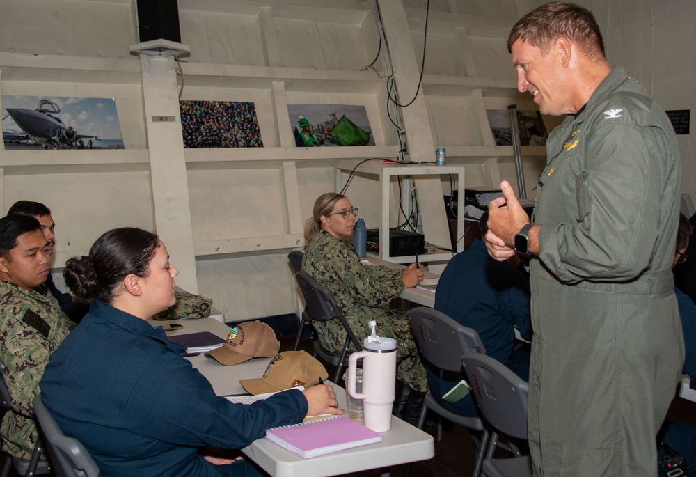 Commanding Officer and Executive Officer Speak During Command Indoctrination onboard USS Essex.