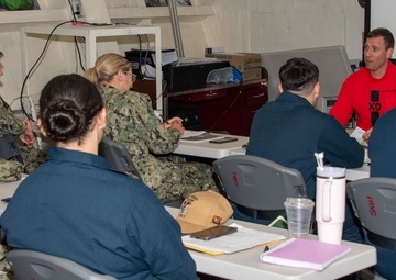 Commanding Officer and Executive Officer Speak During Command Indoctrination onboard USS Essex.