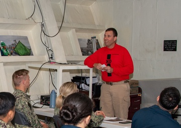 Commanding Officer and Executive Officer Speak During Command Indoctrination onboard USS Essex.