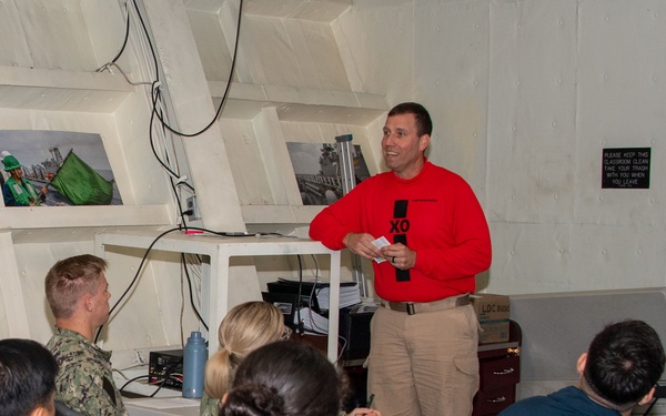 Commanding Officer and Executive Officer Speak During Command Indoctrination onboard USS Essex.