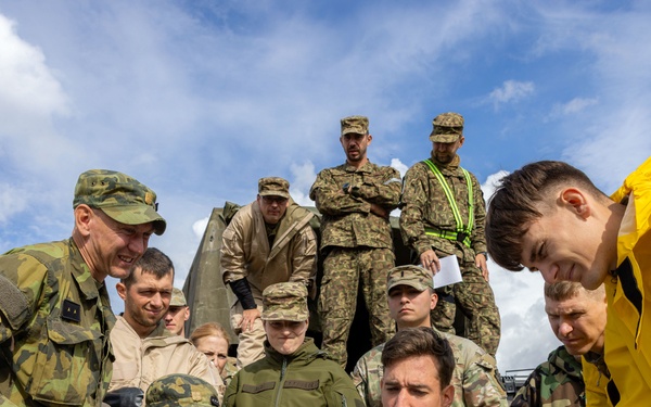 NATO Allies gather for a review during Engineer Thunder 2025