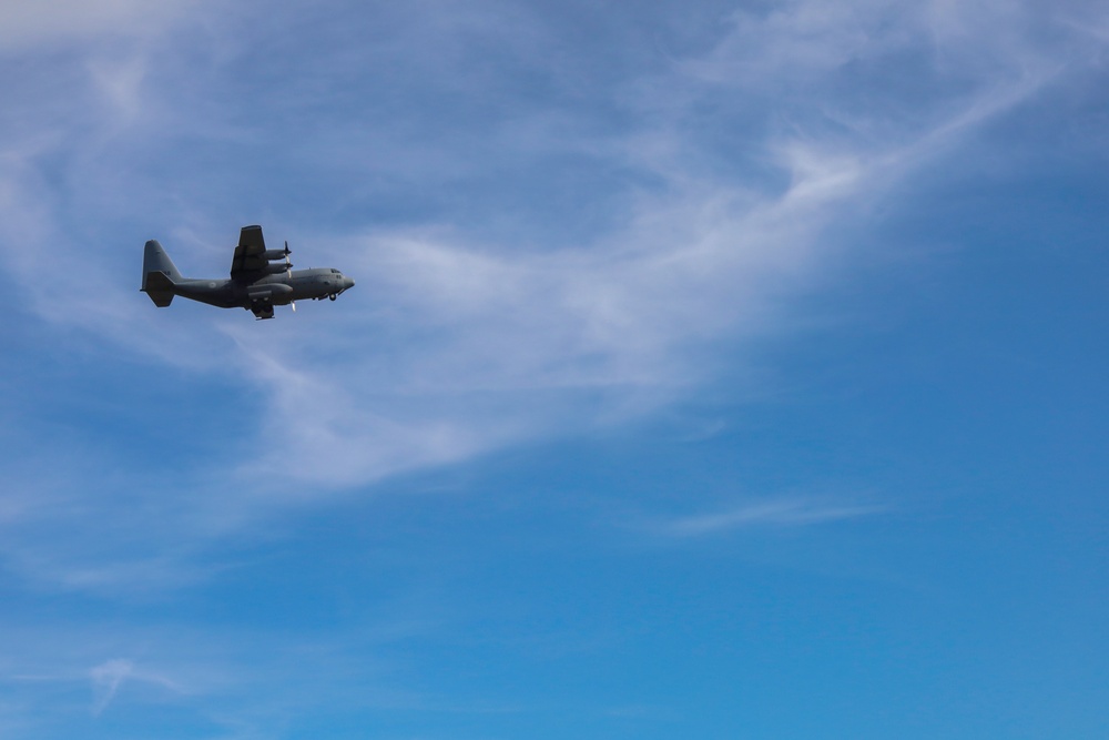 Aircraft Marks Allied Unity Over Historic Drop Zone During Falcon Leap 25