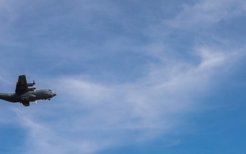 Aircraft Marks Allied Unity Over Historic Drop Zone During Falcon Leap 25