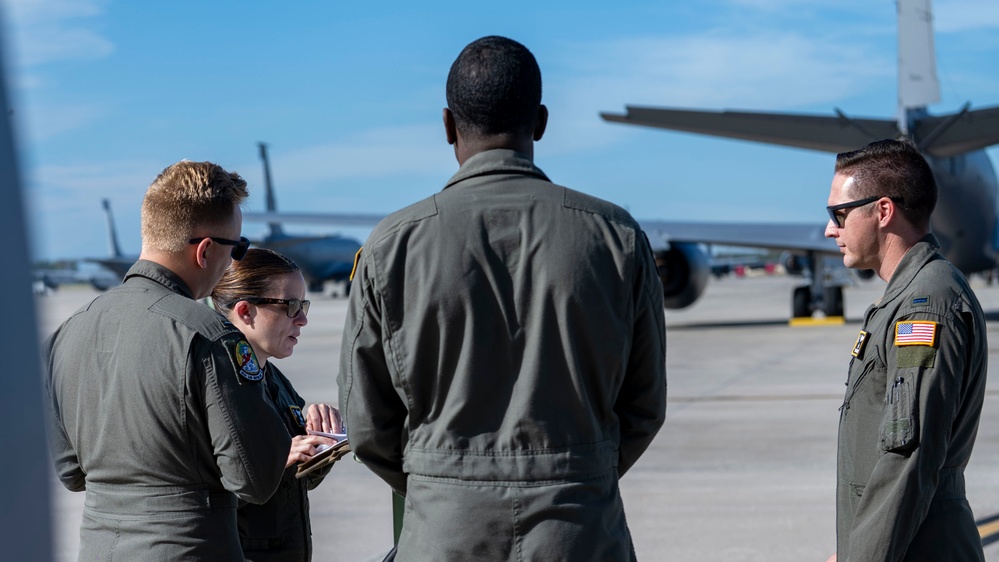 91st Air Refueling Squadron performs flyover for Tampa Bay Rays game