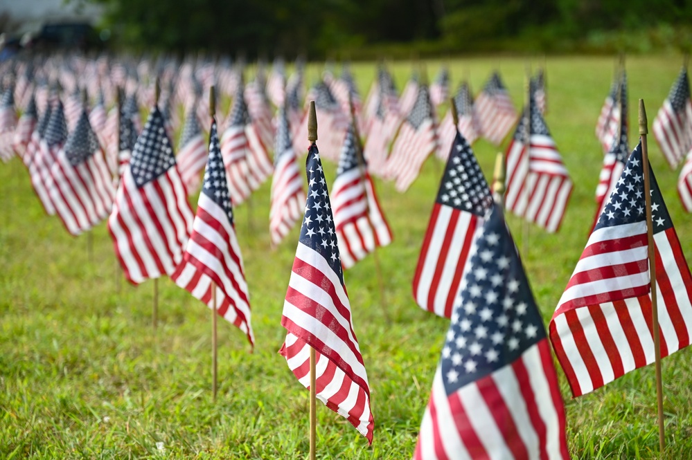 Flags For Forgotten Soldiers represent the number of veterans who die by their own hand every month.