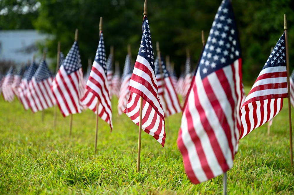 Flags For Forgotten Soldiers represent the number of veterans who die by their own hand every month.