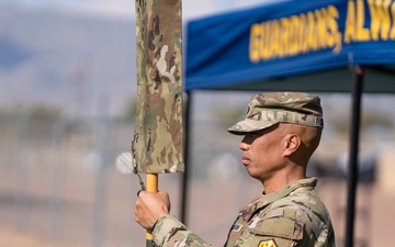 46th Chemical Company cases unit colors during inactivation ceremony on Fort Bliss