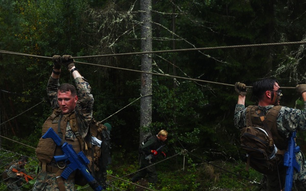 U.S. Marines take on Swedish Obstacle Course at Berga Naval Base