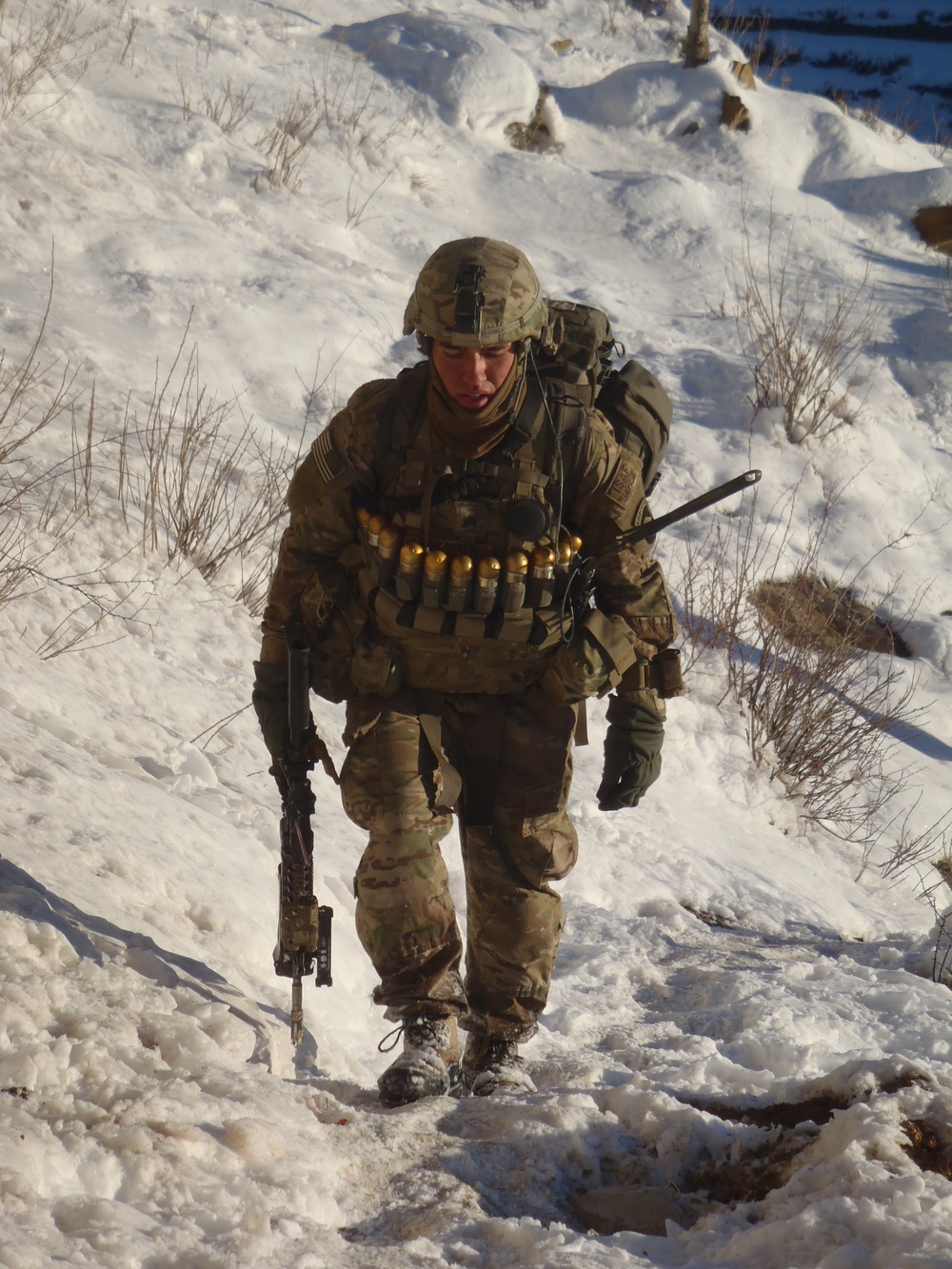 Soldier in snowy terrain