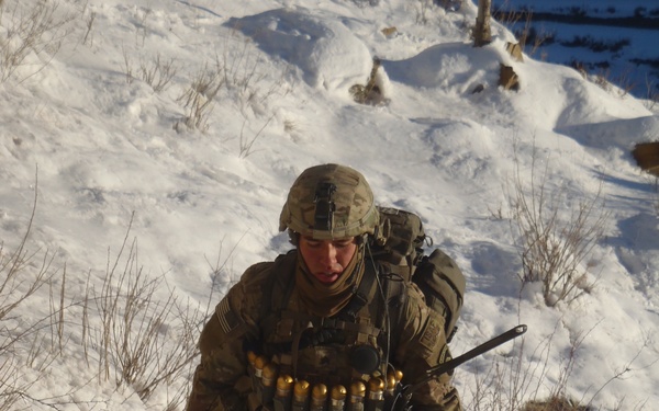 Soldier in snowy terrain