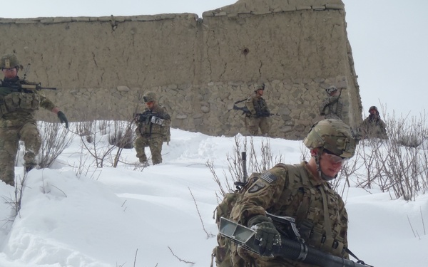 Soldiers in deep snow