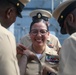 Sailors aboard the USS John Finn hold a chief petty officer pinning ceremony in the South China Sea