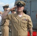 Sailors aboard the USS John Finn hold a chief petty officer pinning ceremony in the South China Sea