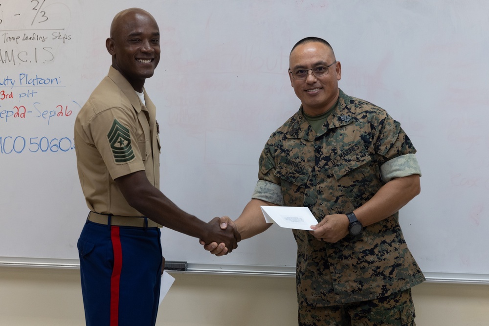Sgt. Maj. Catching visits Okkodo Highschool