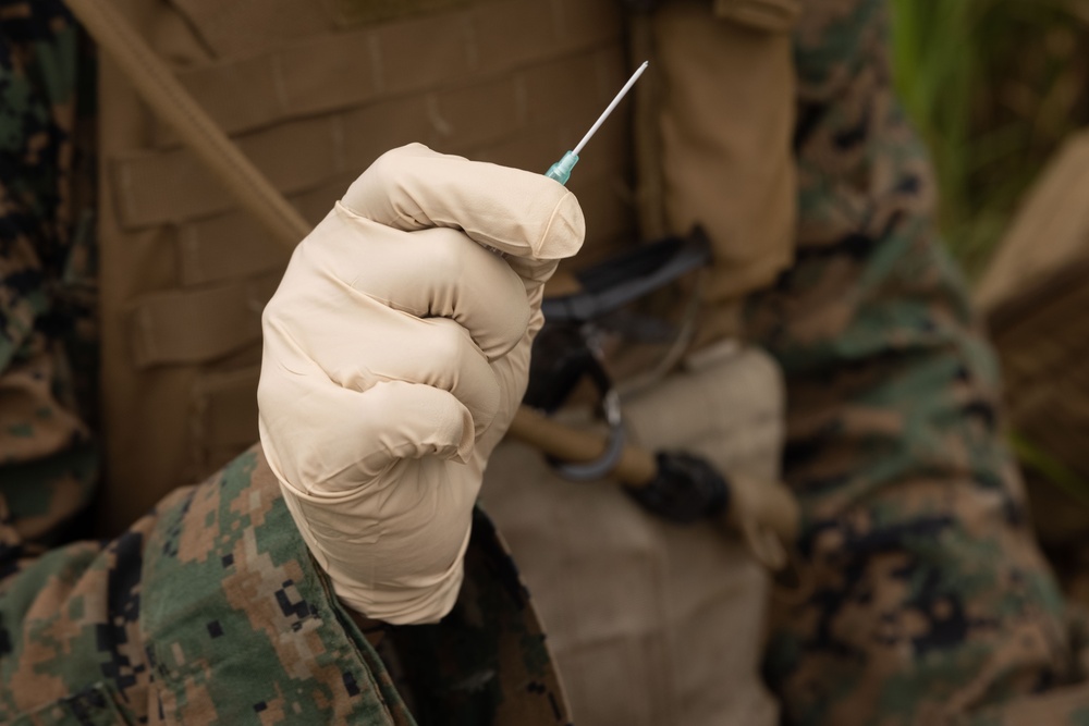 RD25| U.S. Marines and Sailors with 12th LLB Participate in a Medical Evacuation Drill
