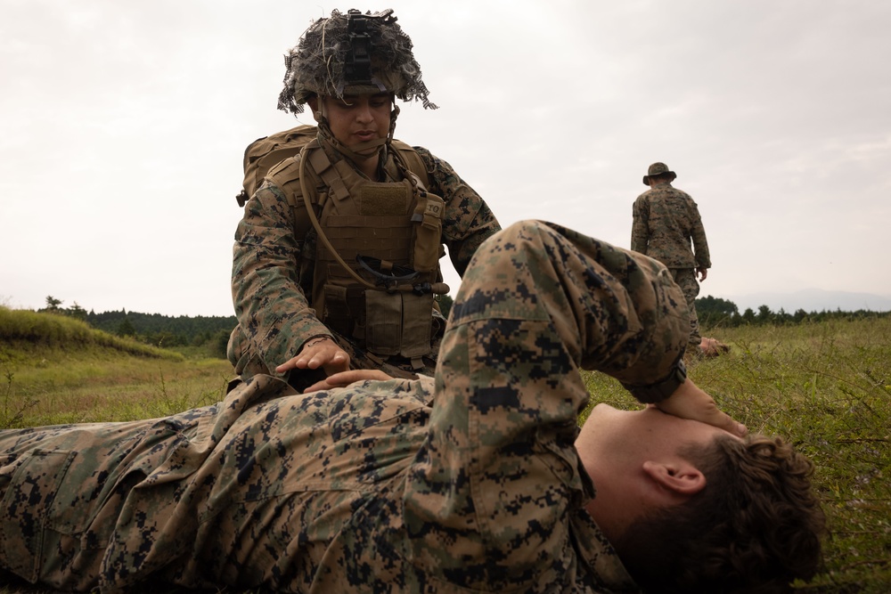 RD25| U.S. Marines and Sailors with 12th LLB Participate in a Medical Evacuation Drill