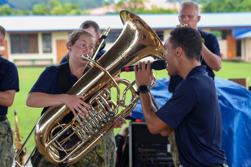 Pacific Partnership 2025 Multinational Band members perform for George B. Harris Elementary School students