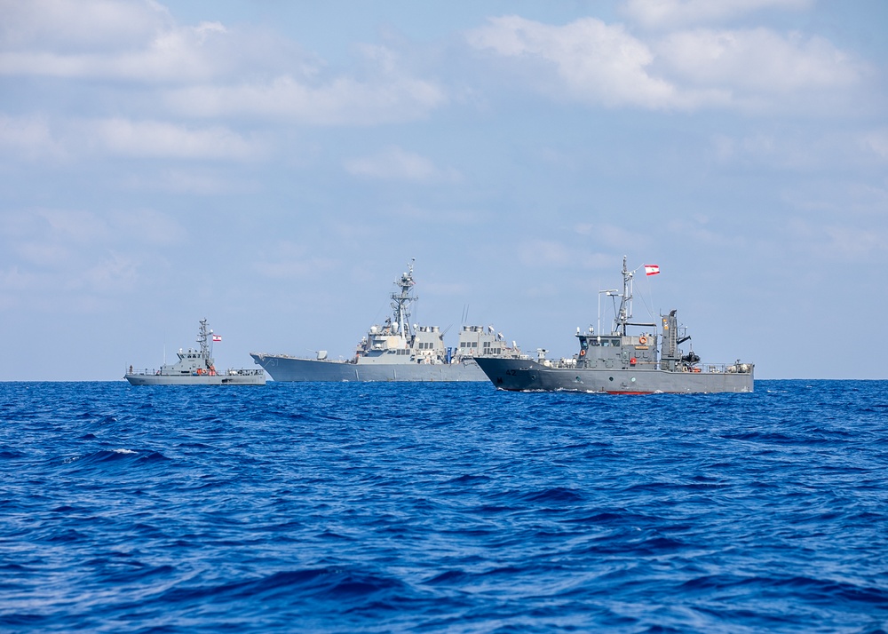 USS Mitscher (DDG 57) conducts passing exercise with Lebanese Navy