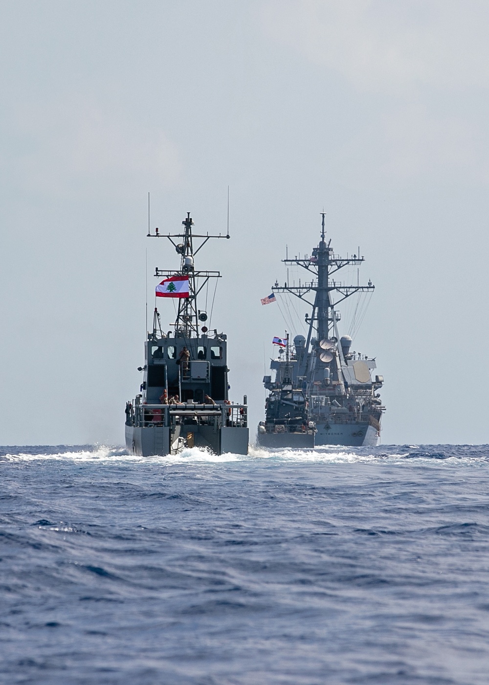 USS Mitscher (DDG 57) conducts passing exercise (PASSEX) with Lebanese Navy