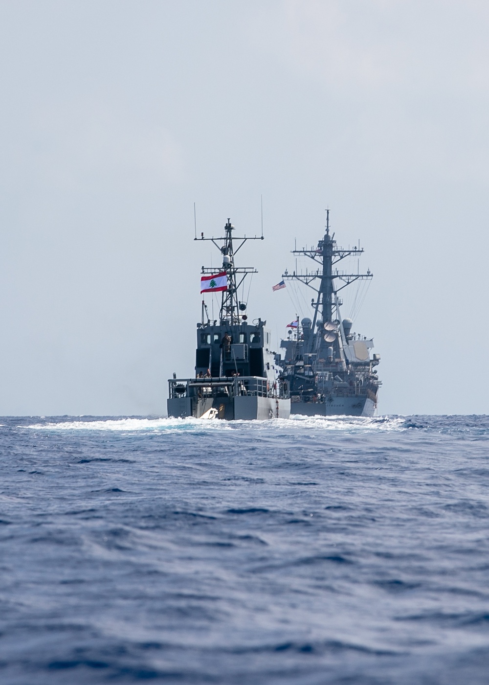 USS Mitscher (DDG 57) conducts passing exercise (PASSEX) with Lebanese Navy