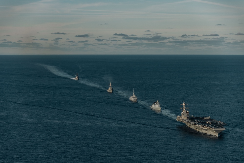 Neptune Strike 25-3 Ships Sail in Formation
